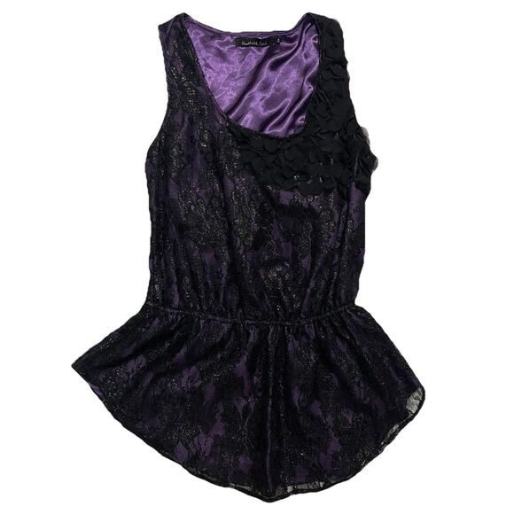 Mustard Seed Tops - Mustard Seed Purple & Black Lace Whimsigoth Halloween Peplum Top Size Small